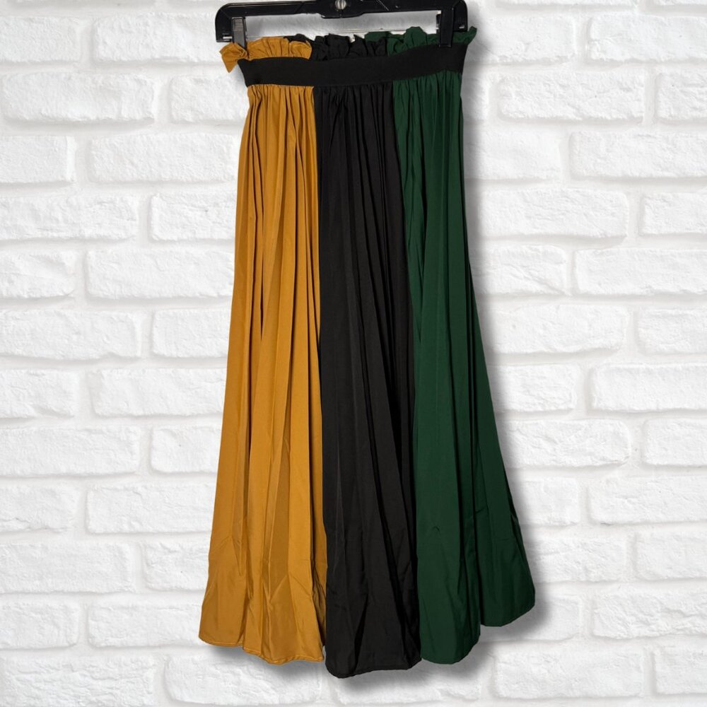 Pleated Multi-Colored Maxi Skirt